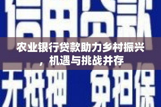 荃湾农业银行贷款助力乡村振兴，机遇与挑战并存